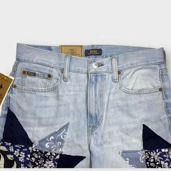 Polo Ralph Lauren Kipton Wash Patchwork Avery Boyfriend Jeans Womens size 28 New